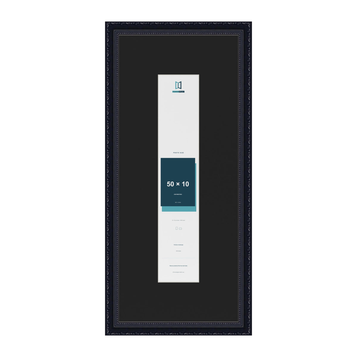 Louis Black 70 x 30 cm picture frame with a black mount for a 50 x 10 cm photo