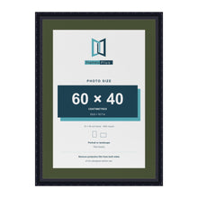 Louis Black 70 x 50 cm picture frame with a green mount for a 60 x 40 cm photo