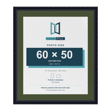 Louis Black 70 x 60 cm picture frame with a green mount for a 60 x 50 cm photo
