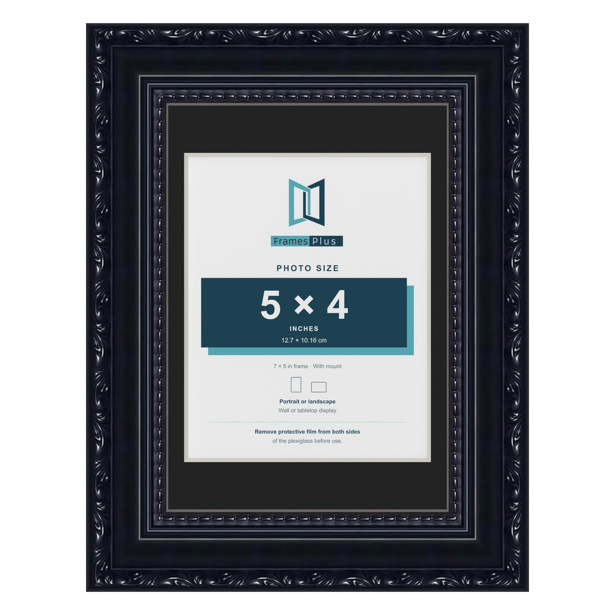 Louis Black 7 x 5 inch picture frame with a black mount for a 5 x 4 inch photo