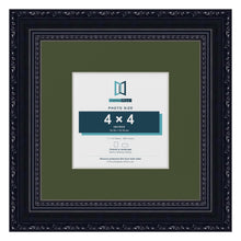 Louis Black 7 x 7 inch picture frame with a green mount for a 4 x 4 inch photo