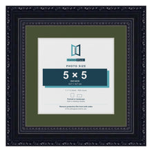 Louis Black 7 x 7 inch picture frame with a green mount for a 5 x 5 inch photo