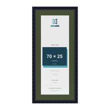 Louis Black 80 x 35 cm picture frame with a green mount for a 70 x 25 cm photo