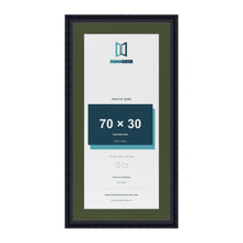 Louis Black 80 x 40 cm picture frame with a green mount for a 70 x 30 cm photo