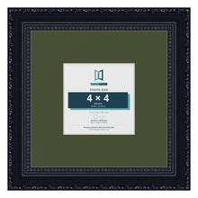 Louis Black 8 x 8 inch picture frame with a green mount for a 4 x 4 inch photo