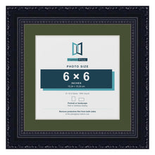 Louis Black 8 x 8 inch picture frame with a green mount for a 6 x 6 inch photo