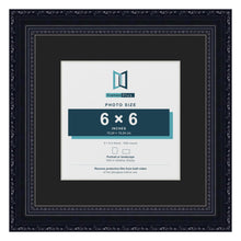 Louis Black 9 x 9 inch picture frame with a black mount for a 6 x 6 inch photo