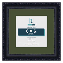 Louis Black 9 x 9 inch picture frame with a green mount for a 6 x 6 inch photo