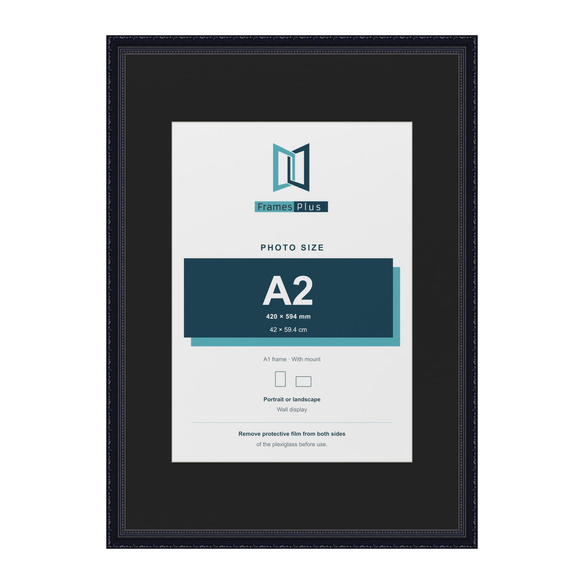 Louis Black A1 picture frame with a black mount for an A2 photo
