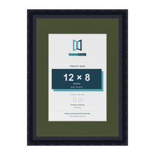 Louis Black A3 picture frame with a green mount for a 12 x 8 inch photo