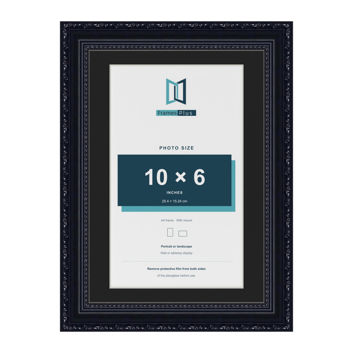 Louis Black A4 picture frame with a black mount for a 10 x 6 inch photo