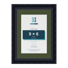 Louis Black A4 picture frame with a green mount for a 9 x 6 inch photo
