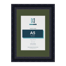 Louis Black A4 picture frame with a green mount for an A5 photo