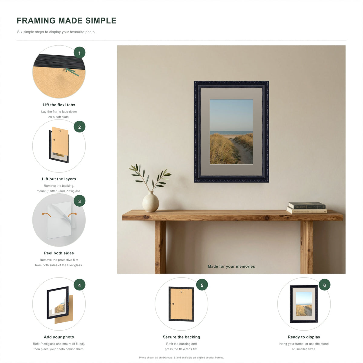 How to put a photo in a Louis Black frame with a Dawn Grey mount in six steps