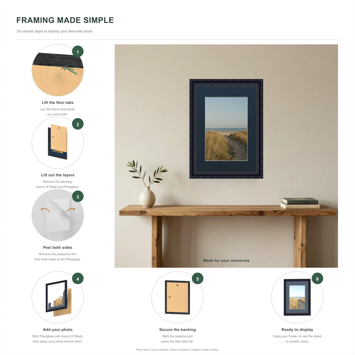 How to put a photo in a Louis Black frame with a Pacific Blue mount in six steps