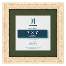 Louis Cream 10 x 10 inch picture frame with a green mount for a 7 x 7 inch photo