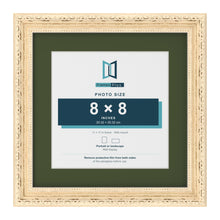 Louis Cream 11 x 11 inch picture frame with a green mount for an 8 x 8 inch photo