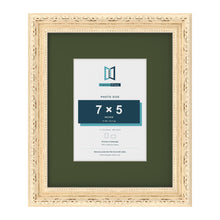 Louis Cream 11 x 9 inch picture frame with a green mount for a 7 x 5 inch photo