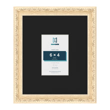 Louis Cream 12 x 10 inch picture frame with a black mount for a 6 x 4 inch photo