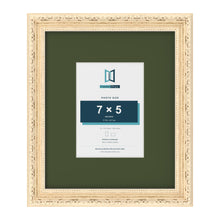 Louis Cream 12 x 10 inch picture frame with a green mount for a 7 x 5 inch photo