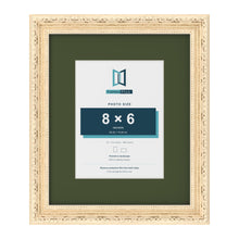 Louis Cream 12 x 10 inch picture frame with a green mount for an 8 x 6 inch photo