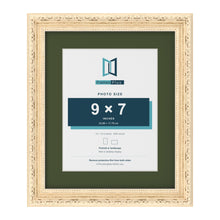 Louis Cream 12 x 10 inch picture frame with a green mount for a 9 x 7 inch photo