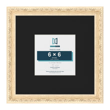 Louis Cream 12 x 12 inch picture frame with a black mount for a 6 x 6 inch photo