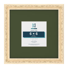 Louis Cream 12 x 12 inch picture frame with a green mount for a 6 x 6 inch photo
