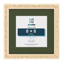Louis Cream 12 x 12 inch picture frame with a green mount for an 8 x 8 inch photo