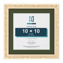 Louis Cream 13 x 13 inch picture frame with a green mount for a 10 x 10 inch photo