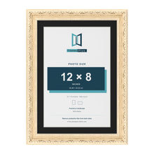 Louis Cream 14 x 10 inch picture frame with a black mount for a 12 x 8 inch photo