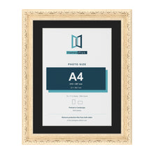 Louis Cream 14 x 11 inch picture frame with a black mount for an A4 photo