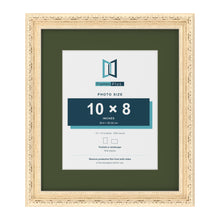 Louis Cream 14 x 12 inch picture frame with a green mount for a 10 x 8 inch photo