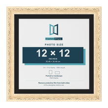 Louis Cream 14 x 14 inch picture frame with a black mount for a 12 x 12 inch photo