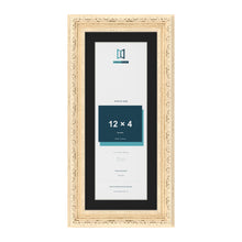 Louis Cream 14 x 6 inch picture frame with a black mount for a 12 x 4 inch photo