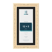 Louis Cream 14 x 7 inch picture frame with a black mount for a 12 x 5 inch photo