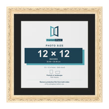 Louis Cream 15 x 15 inch picture frame with a black mount for a 12 x 12 inch photo