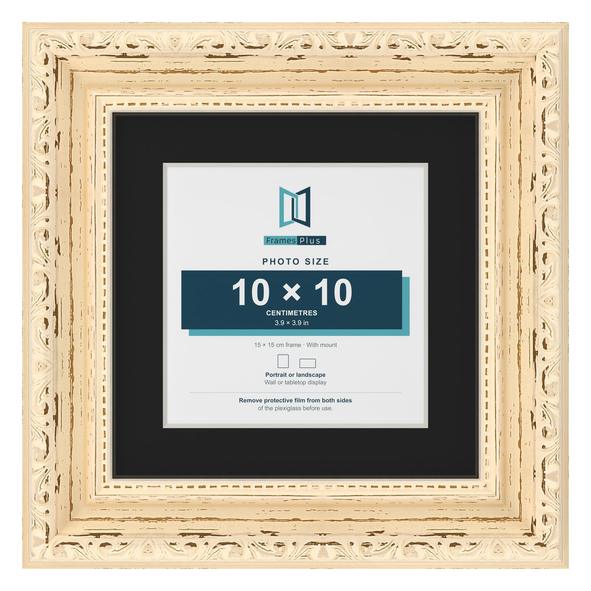 Louis Cream 15 x 15 cm picture frame with a black mount for a 10 x 10 cm photo