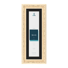 Louis Cream 15 x 5 inch picture frame with a black mount for a 13 x 3 inch photo