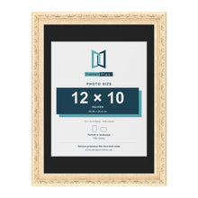 Louis Cream 16 x 12 inch picture frame with a black mount for a 12 x 10 inch photo