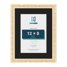 Louis Cream 16 x 12 inch picture frame with a black mount for a 12 x 8 inch photo