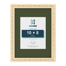 Louis Cream 16 x 12 inch picture frame with a green mount for a 10 x 8 inch photo