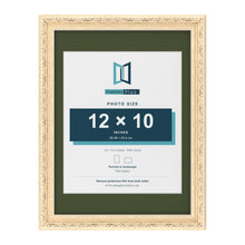 Louis Cream 16 x 12 inch picture frame with a green mount for a 12 x 10 inch photo