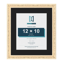 Louis Cream 16 x 14 inch picture frame with a black mount for a 12 x 10 inch photo