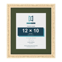 Louis Cream 16 x 14 inch picture frame with a green mount for a 12 x 10 inch photo