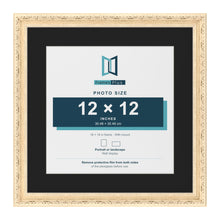 Louis Cream 16 x 16 inch picture frame with a black mount for a 12 x 12 inch photo