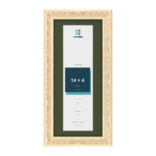 Louis Cream 16 x 7 inch picture frame with a green mount for a 14 x 4 inch photo