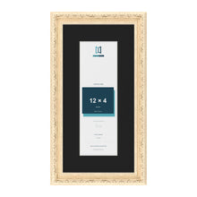 Louis Cream 16 x 8 inch picture frame with a black mount for a 12 x 4 inch photo