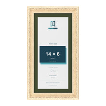 Louis Cream 16 x 8 inch picture frame with a green mount for a 14 x 6 inch photo