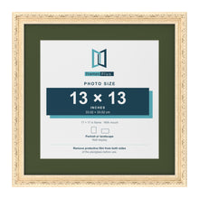 Louis Cream 17 x 17 inch picture frame with a green mount for a 13 x 13 inch photo